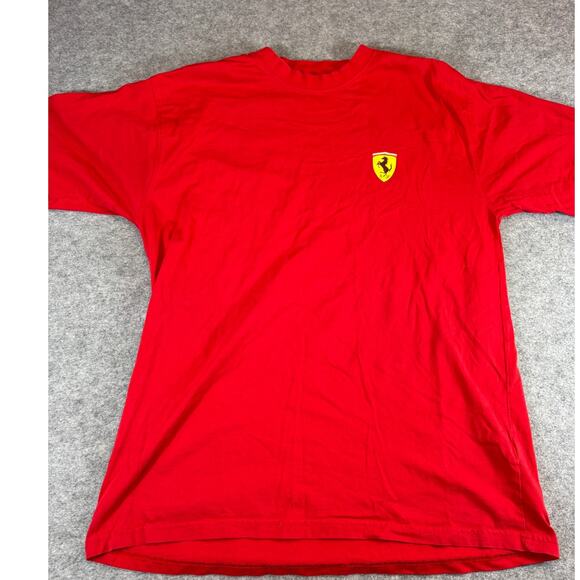 Vintage Y2K Official Ferrari T Shirt Mens XL Red Horse Logo On Chest & Sleeve - Picture 1 of 8